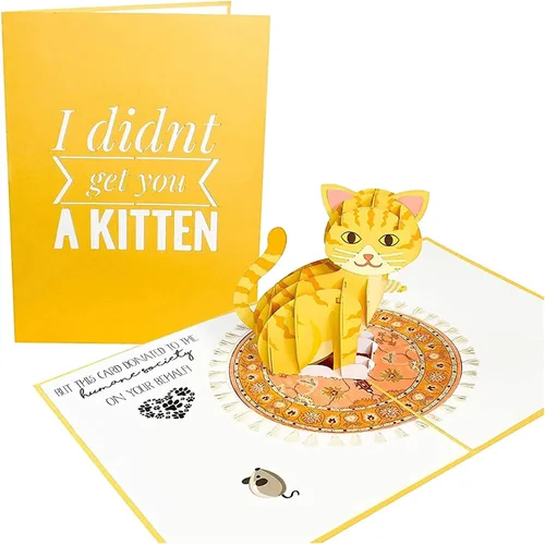 Vista 11 de PopLife Tarjeta desplegable 3D de gatos jugando en el sofá, tarjeta de felicitación de papel para amantes de los gatos, día de la madre, cumpleaños
