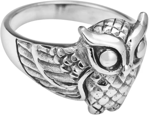 Vista 3 de Anillo de plata de ley 925 de AeraVida Chubby Wise Owl