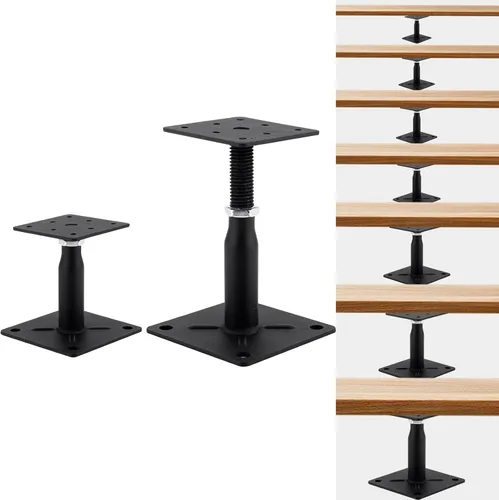 Vista 10 de Paquete de 2 gatos de soporte ajustables para el piso, base de cubierta, estabilizador de escalones de RV, mini gato de tornillo - poste de 4 a 7
