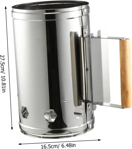 Vista 3 de Yardwe Accesorios de parrilla de cubo de acero inoxidable para parrilla al aire libre, accesorios de arranque de chimenea de cocina al aire libre