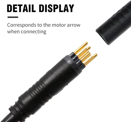 Vista 3 de Conector de cable Ebike 9 Pin 23.6 in Cable de motor macho Adaptador de motor eléctrico de bicicleta con sensor Hall Piezas de conversión Ebike