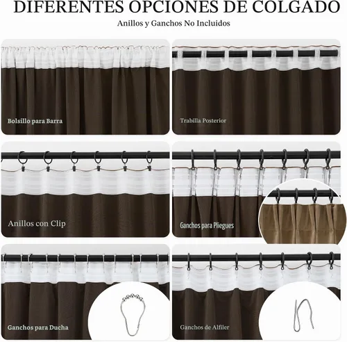 Vista 3 de StangH Cortinas opacas de terciopelo marrón para sala de estar, 52 pulgadas