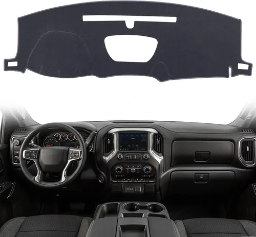 Vista 6 de Tapete para cubierta de salpicadero compatible con Chevy Chevrolet Silverado 1500 2500HD 3500HD/2019-2022 GMC Sierra 2019-2022 sin pantalla frontal
