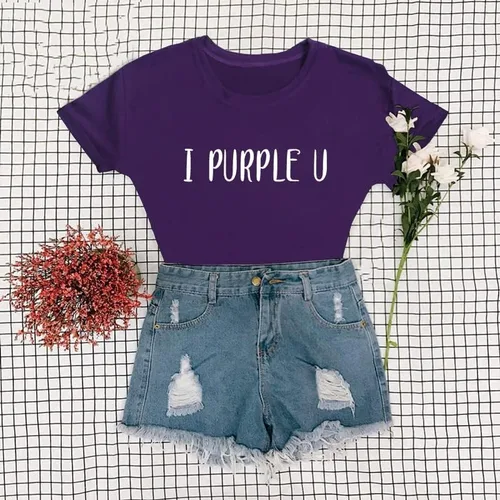 Vista 3 de Tshirts for Bangtan Boys Women Sleeve I Purple You Letter Printed T-Shirt for Korean Pop Merchandise Purple
