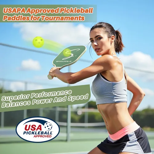 Vista 2 de Juego de palas de pickleball de 2/4, palas de pickleball aprobadas por USAPA con cara de fibra de vidrio, raquetas de pickleball ligeras con pelotas