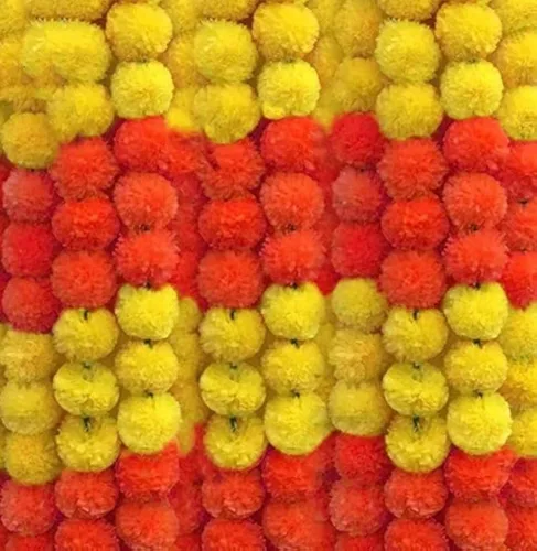 Vista 10 de DIYANA IMPEX Guirnalda de caléndula para decoración, 5 piezas de 5 pies de largo, flores de caléndula artificiales, decoración india para Pooja