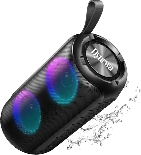 Vista 12 de Altavoz Bluetooth, altavoz inalámbrico portátil 2026, 24 W súper fuerte, emparejamiento TWS, luces RGB coloridas, IPX7 impermeable, tiempo