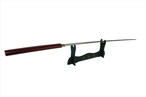 Vista 8 de MAKOTO Handmade Sharp Samurai Shirasaya Sword Wooden Scabbard Saya Borgoña mate.
