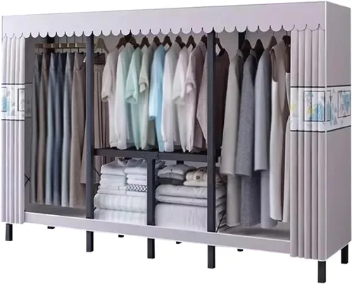 Vista 14 de Armarios grandes Armario portátil Armario con áreas para colgar Armario de metal de acero Armario de ropa Armario para colgar Dormitorio Armario