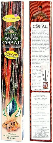 Vista 2 de 1 caja Copal 100% paquete de 10 varillas de incienso VARITAS DE INCIENSE-Hecho a mano en México
