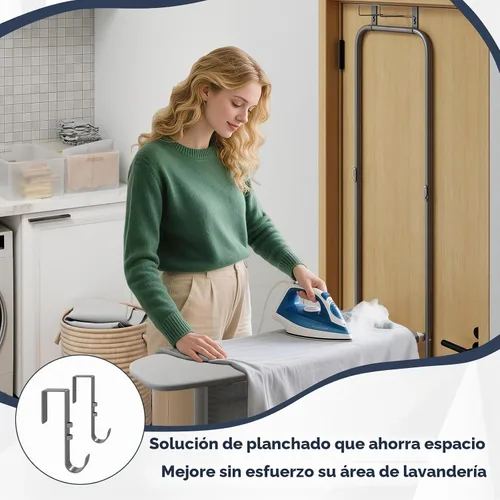 Vista 8 de GOFLAME Tabla de planchar para colocar sobre la puerta, tabla de planchar colgante con soporte de hierro y marco de metal resistente, tabla