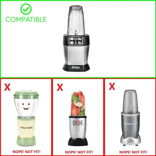 Vista 4 de Cuchilla de licuadora apta para Ninja, piezas de repuesto, 7 hojas macho de aleta con junta de goma, accesorios de licuadora compatibles con Nutri