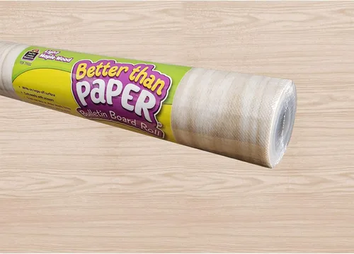 Vista 2 de Teacher Created Resources Better Than Paper® - Rollo de tablón de anuncios, 4 x 12 pies, madera de arce claro, paquete de 4