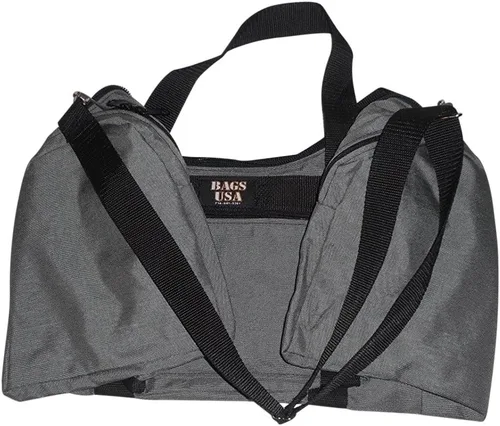 Vista 5 de Bolsa de lona triple grande con apertura en U, bolsillo frontal y dos compartimentos laterales, perfecta bolsa de cabina fabricada en Estados Unidos.