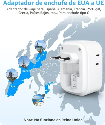 Vista 3 de LENCENT Adaptador europeo plegable del enchufe del viaje, de los E.E.U.U