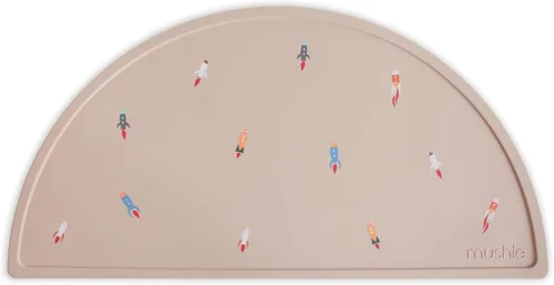 Vista 16 de mushie Mantel individual de silicona para niños, diseño antideslizante sin BPA (margarita negra)