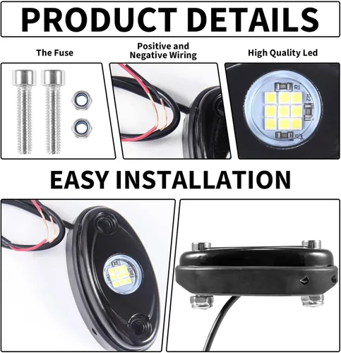 Vista 6 de 120Pods blanco LED Rock luces neón bajo luz para coche camión ATV SUV debajo del cuerpo resplandor luz Trail Fender Iluminación