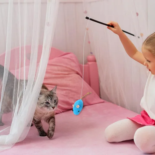 Vista 6 de Mozeat Lens Paquete de 8 ratones de juguete para gatos, juguetes interactivos para gatos, ratones de peluche, juguetes de gato con hierba gatera