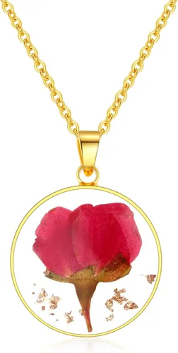 Vista 73 de Forget-Me-Not and Queen Anne's Lace Pressed Wildflower Necklace Birth Month Real Flower Necklace Gold/Silver Pressed Flower Jewelry