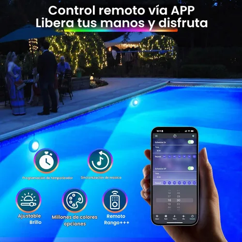 Vista 5 de LyLmLe Luz LED para piscina, luz sumergible regulable RGB de 20 W