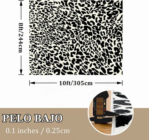 Vista 2 de YIHOUSE Alfombra de leopardo para sala de estar, bonita alfombra con estampado de guepardo blanco y negro, moderna, lavable, alfombras con estampado