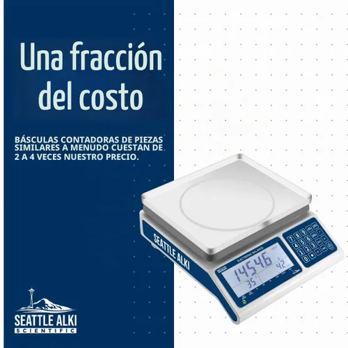 Vista 4 de Seattle Alki Counting Scale 66.1 lbs x 0.02 oz USA Company Balanza industrial para piezas pequeñas. Unidades: g, libras, oz, kg.