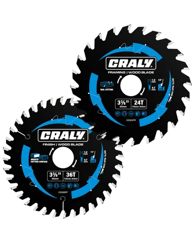 Vista 5 de CRALY Hoja de sierra circular para enmarcado de 3-3/8 pulgadas con 24 dientes para corte de madera, eje de 15mm, con punta de carburo, corte fino