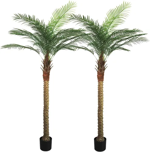 Vista 9 de Palmera artificial de 4.3 pies, planta de palma de sagú falsa grande con 18 hojas de tronco, árbol sintético alto perfecto en maceta para interiores