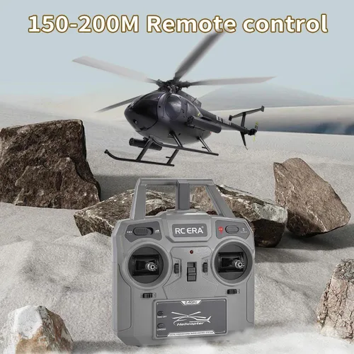 Vista 5 de Helicóptero a control remoto Dodoore, Modelo de helicóptero RC C189 MD500, helicópteros de rotor único de 1/28 de escala 4CH con giroscopio de 6
