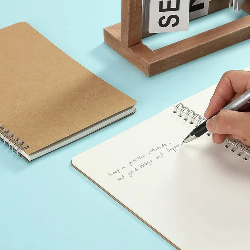 Vista 9 de Mr. Pen - Cuaderno de espiral, A5, tapa kraft, paquete de 2, 80 páginas, cuaderno de bocetos, cuaderno de dibujo, espiral de cuaderno, cuaderno