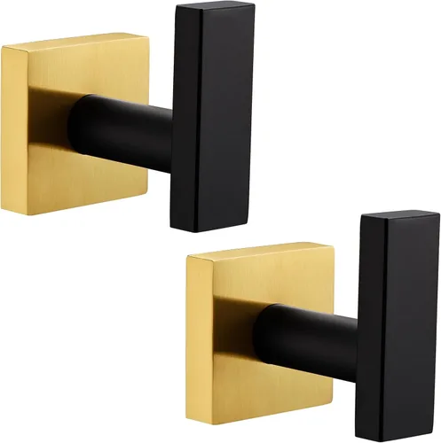 Vista 9 de Gancho de Toalla Angle Simple Negro & Oro, Soporte de Toalla de Baño de Acero Inoxidable, Gancho para Bata, Perchero de Toalla de Cocina, Montaje