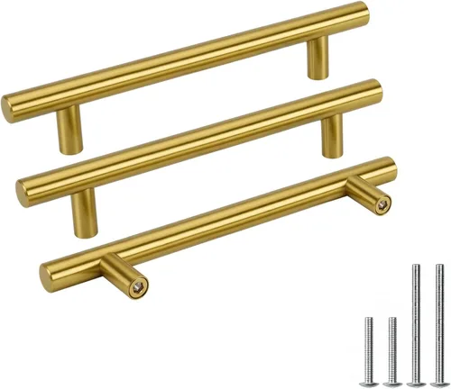 Vista 26 de Goldenwarm Paquete de 15 manijas doradas de 2-1/2 pulgadas, tiradores de gabinete de latón cepillado, manijas doradas para cajones de cocina