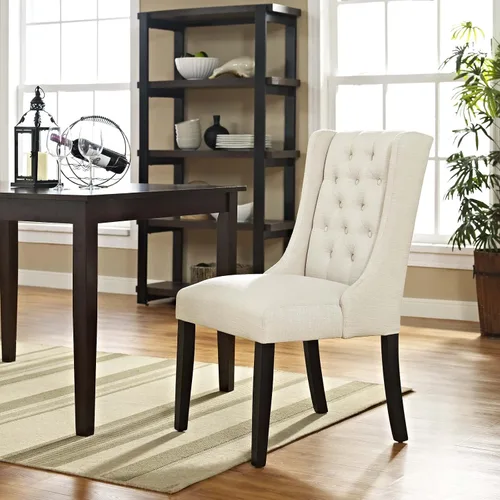 Vista 2 de Modway Baronet - Silla Parsons moderna tapizada de tela tapizada para cocina y comedor, color beige
