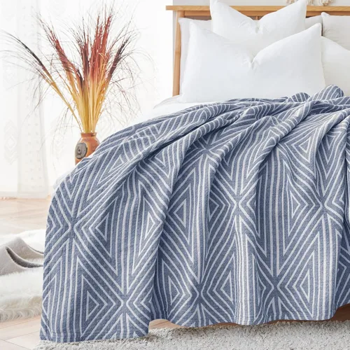 Vista 17 de jinchan Boho Manta de muselina 100% algodón 50x60, ligera de 3 capas, azul, reversible, lavable, transpirable, geométrica, con patrón de rayas