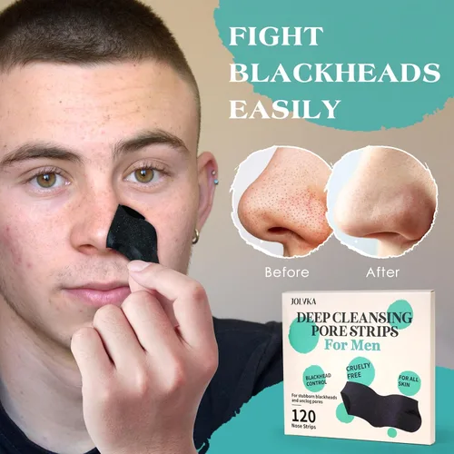Vista 5 de Tiras para eliminar puntos negros para hombres, (120 tiras) de limpieza profunda para la nariz, tiras de poros de carbón, desatascan los poros