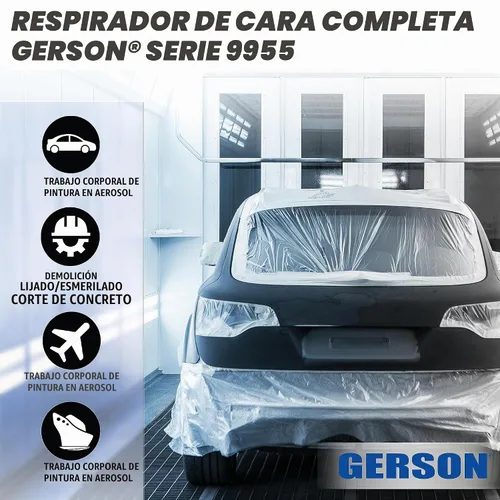 Vista 4 de GERSON Respirador de cara completa de silicona tamaño único compatible con todos los cartuchos