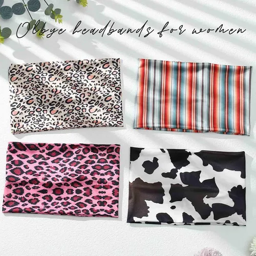 Vista 3 de Olbye Diademas bohemias anchas elásticas y antideslizantes para mujer y niña - para entrenamiento, yoga, correr, banda para el sudor, pañuelos