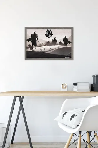 Vista 6 de Trends International G2 Esports - Póster de pared Samurai, 22.4 pulgadas de largo x 14.7 W, versión enmarcada en madera de granero Versión enmarcada