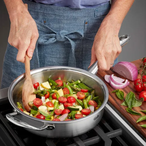 Vista 10 de Fissler M5 Pro-Ply - Sartén de acero inoxidable de 5 capas, 3 cuartos de galón, con tapa de metal