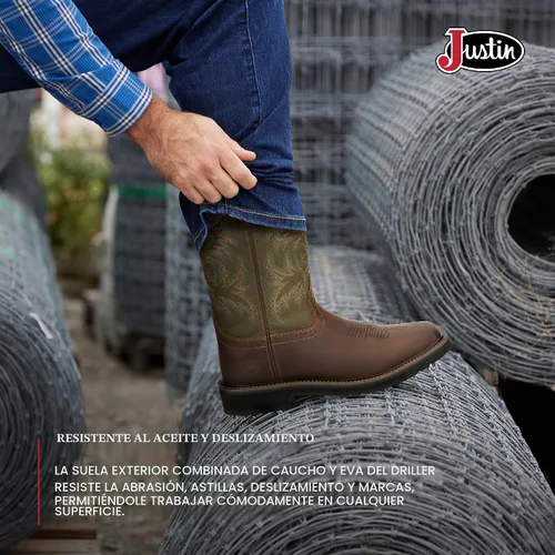 Vista 4 de Justin Botas de trabajo blancas Stampede Sq Toe para hombre