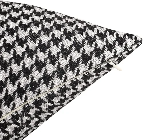 Vista 3 de Yeiotsy 2 fundas de cojín geométricas de pata de gallo para sofá, cama y silla, hechas de algodón y lino (18 x 18 pulgadas, negro)