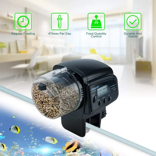 Vista 6 de Lychee Alimentador de peces de acuario Acuario de vacaciones Dispensador automático de alimentos para peces de tanque alimentador temporizador