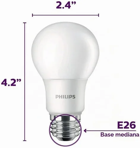 Vista 2 de Philips LED Bombilla A19 de alto lumen, no regulable, 1500 lúmenes, luz diurna (5000 K), 13.5 W = 100 W, base E26, paquete de 4