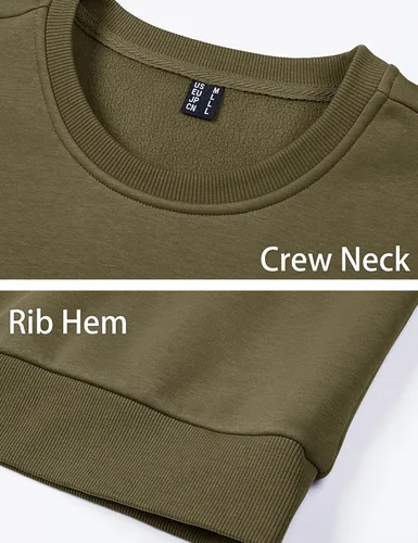Vista 5 de MAGCOMSEN Sudadera de cuello redondo para hombre de manga larga casual cálida de forro polar