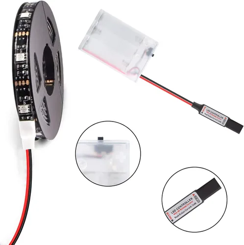 Vista 4 de RGB SMD 5050 luces LED en tira a batería con control remoto, impermeable, flexible, lazo de luces LED.