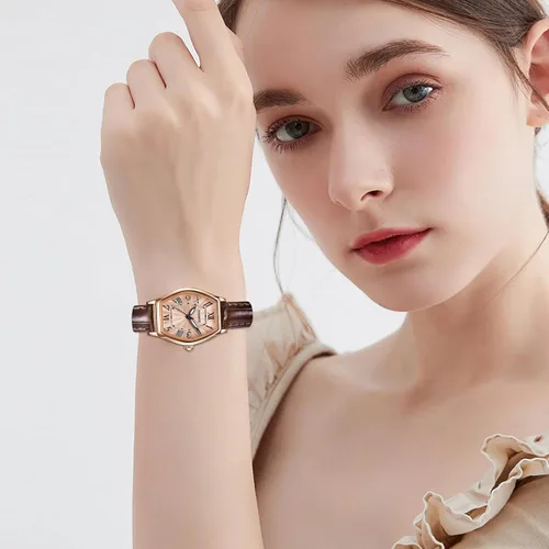 Vista 7 de Women's Leather Band Watch, Dainty Elegant Barrel-Shaped Women Watches Classic Vintage Retro Ladies Dress Wrist Watch, Gifts Present for Her