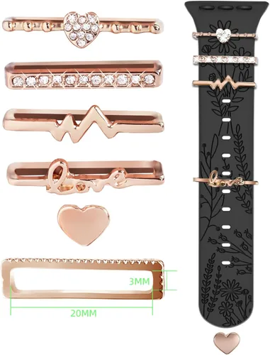Vista 3 de Correa de Reloj con Adornos (Correa Incluida), Compatible con Correa de Apple Watch 38mm 40mm 41mm 42mm(S10), Accesorios de Correa de Silicona