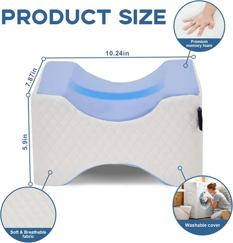 Vista 4 de Almohada para dormir de lado, almohada de rodilla para dormir de lado, almohada de alivio del dolor de ciática, almohada de espuma viscoelástica