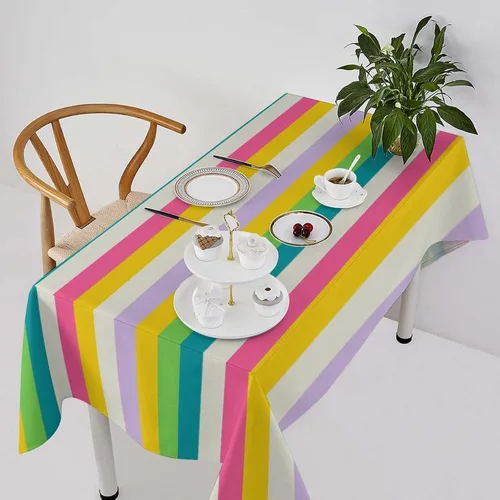 Vista 21 de Mantel retro moderno de mediados de siglo, diseño de colores retro de los años 50, resistente al agua, mantel lavable para cocina, comedor, fiesta
