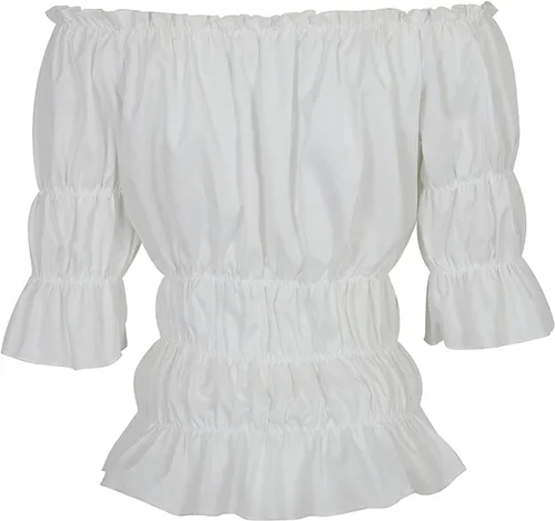 Vista 3 de Parlsdy Tops y blusas para mujer, falda pirata victoriana, disfraces, steampunk, talla grande, camisa renacentista